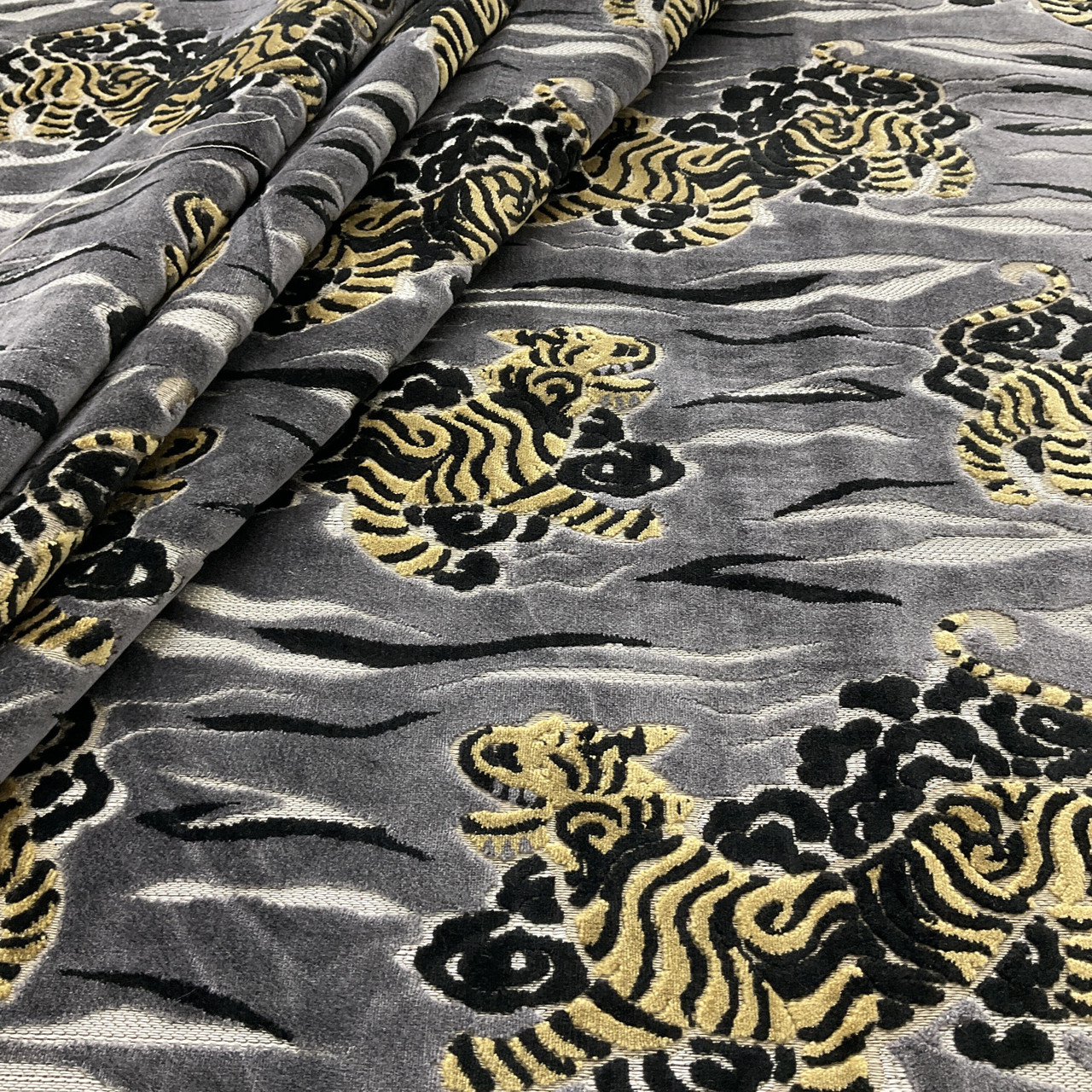 Velvet Tiger Print Upholstery Fabric