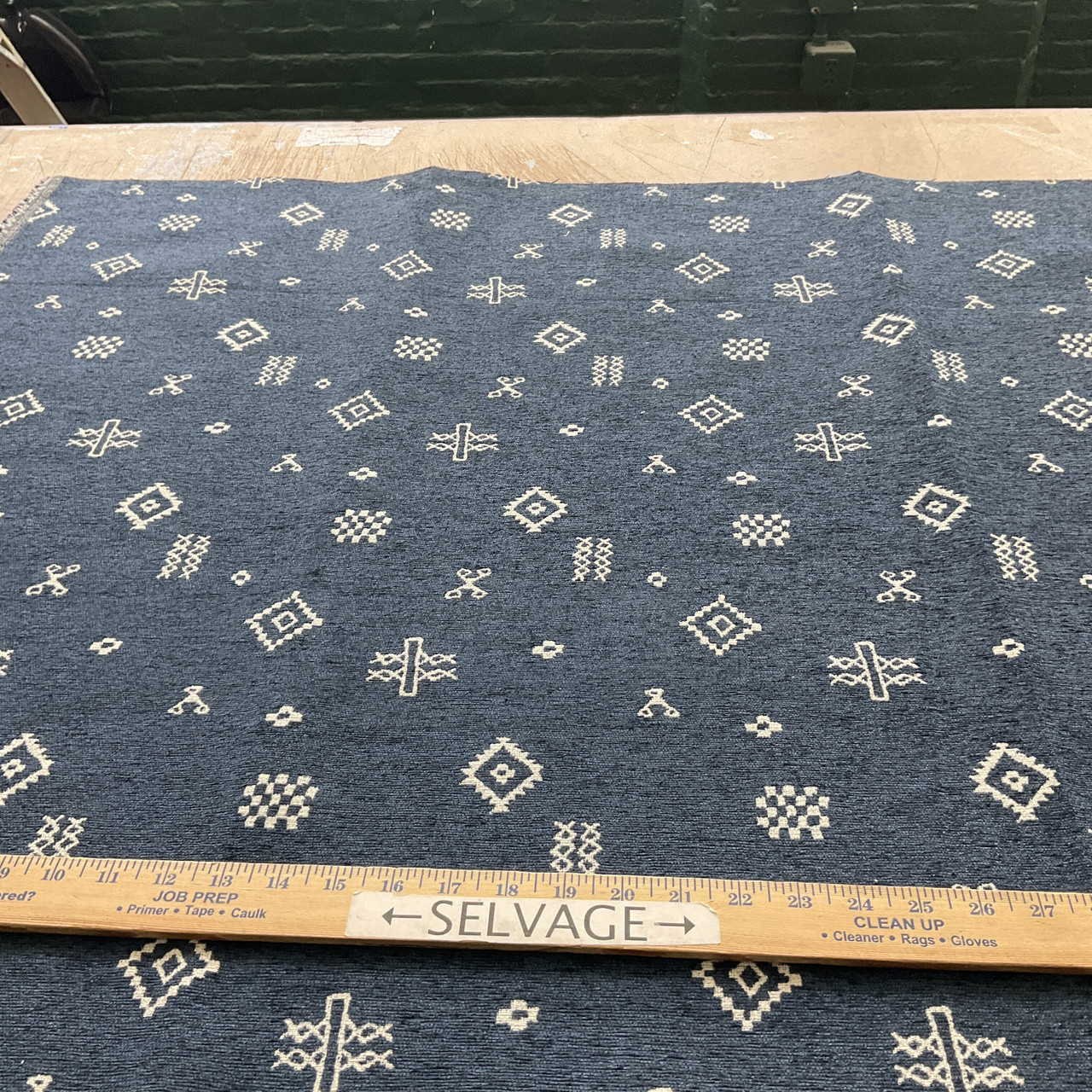 Covington Navy Woven Ticking Fabric - by The Yard