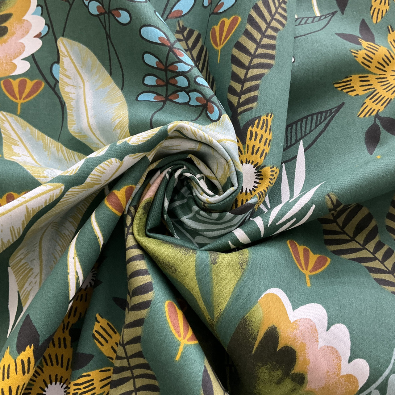 STOF France Florava Vert Sateen Fabric Fabric Wide | Sateen, Warehouse Decor | 55\