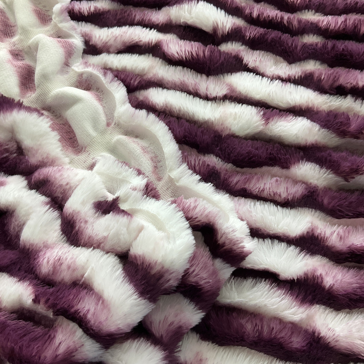 White/Red Violet EZ Fabric Stretch Faux Fur Snow Chinchilla Snuggle White/Red  Violet, Very Heavyweight Faux Fur Fabric, Home Decor Fabric