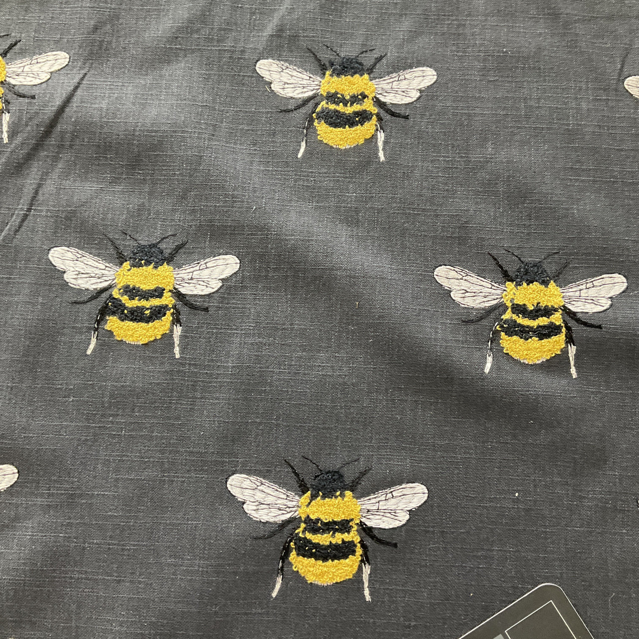 tfa Busy Bee Duck Embroidered Charcoal | Home Decor Fabric | 51 Wide