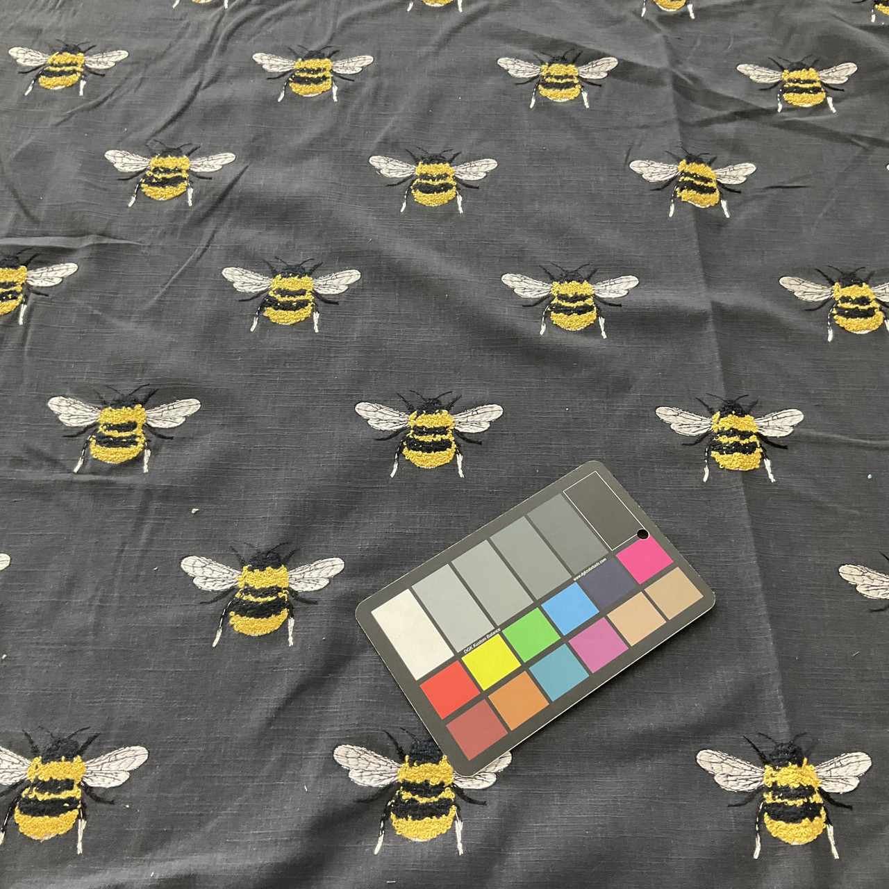 tfa Busy Bee Duck Embroidered Charcoal, Home Decor Fabric