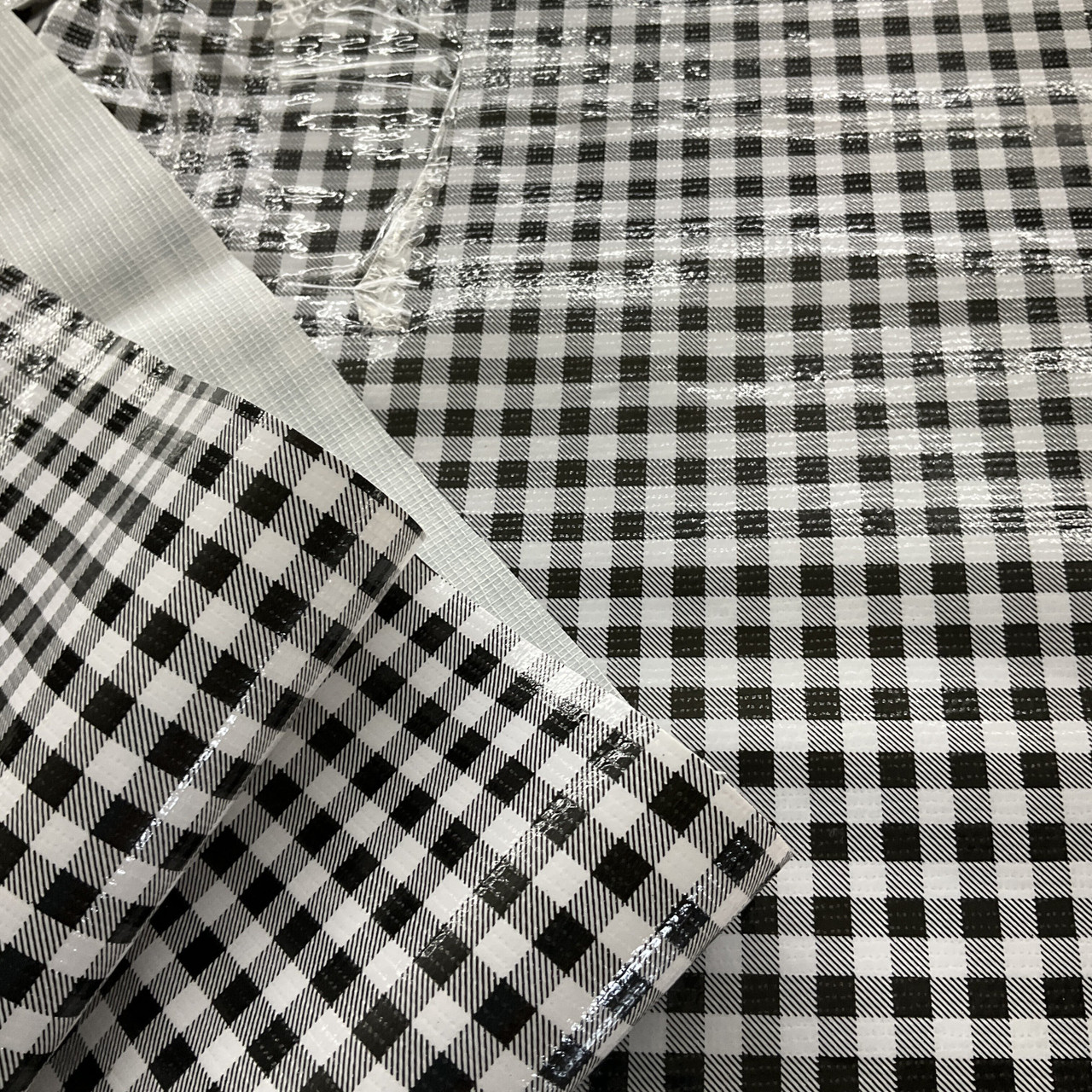 Cotton Gingham Fabric - Classic Black, White & Beige