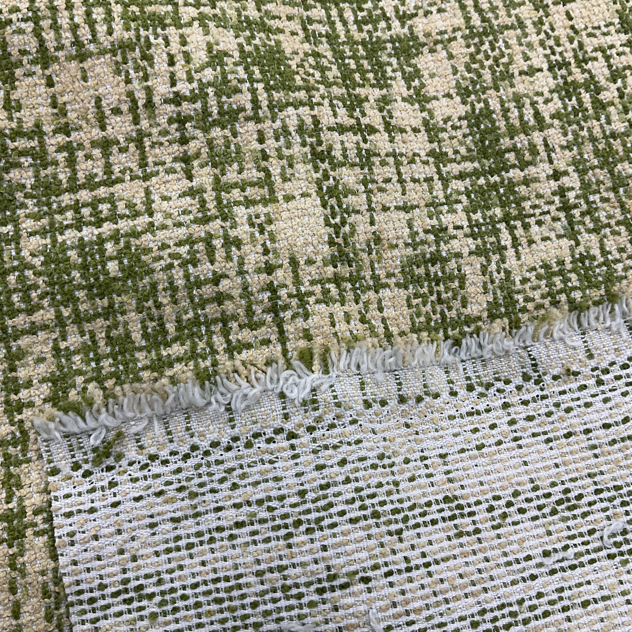 2.1 Yard Piece of Green and Beige Variegated Openweave Upholstery Fabric, 54, BTY