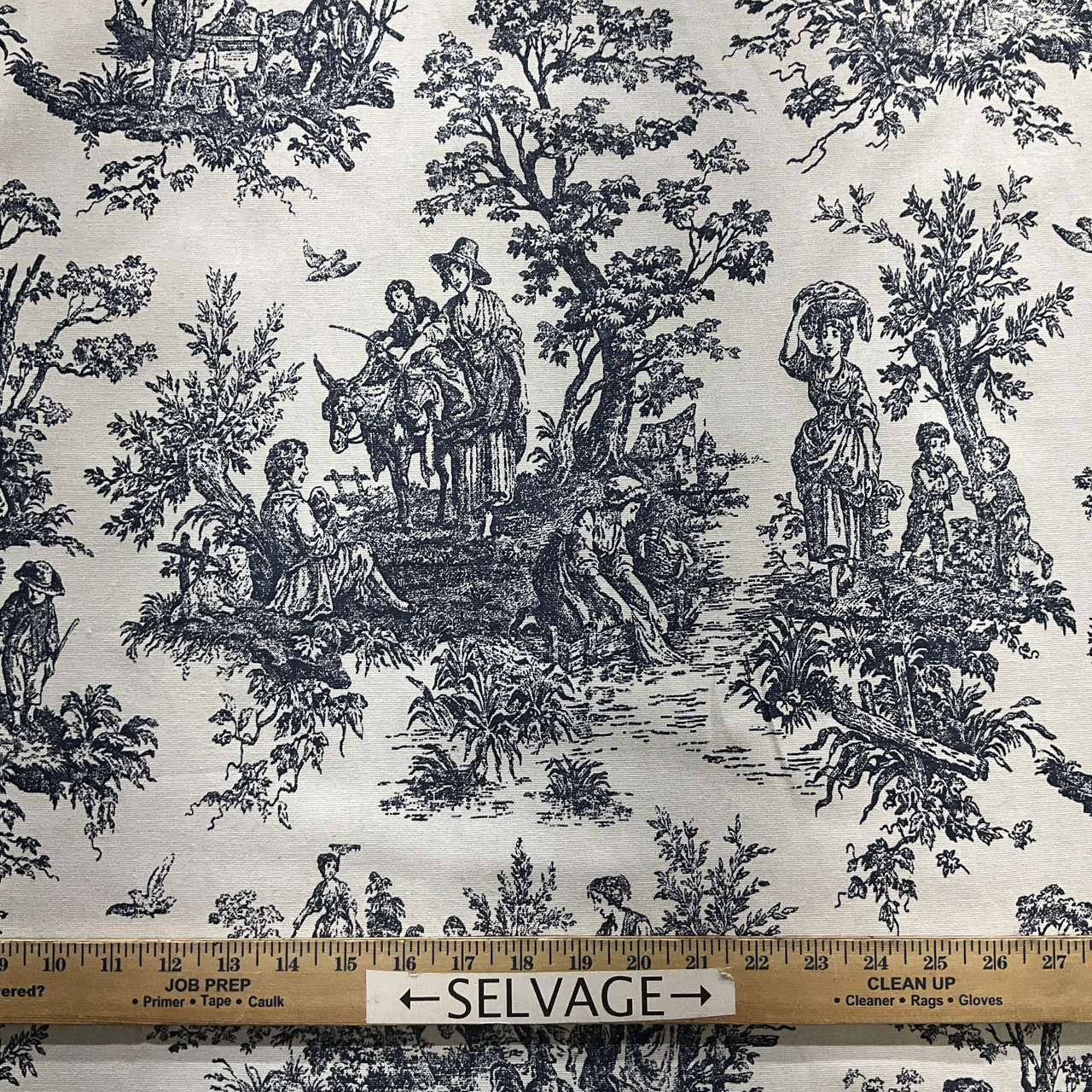3.66 Yard Piece of EXCLUSIVE Premier Prints Colonial Toile Cotton Duck Blue  | Medium Weight Duck Fabric | Home Decor Fabric | 54 Wide