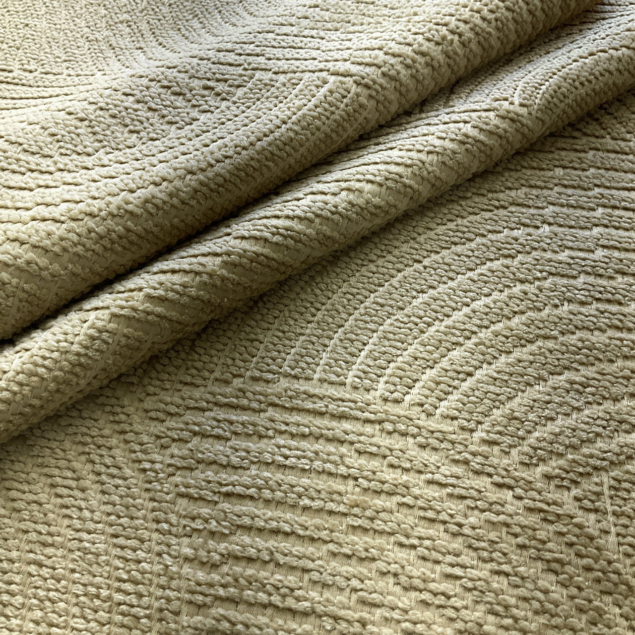 Contour in Bone Chenille Upholstery Fabric Large Scale Deco