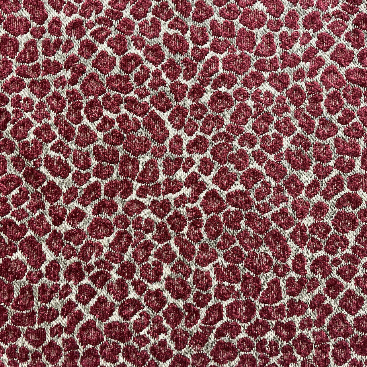 Leopard Print in Red and Tan | Upholstery Fabric | Chenille