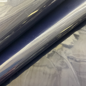 High Gloss Midnight Blue Laminate Vinyl Upholstery Fabric By The Yard 54"W