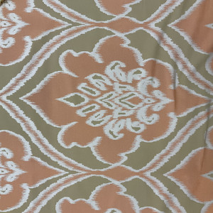 Burnt Orange and Tan Abstract Sateen Ikat Medallion Upholstery & Curtain Fabric