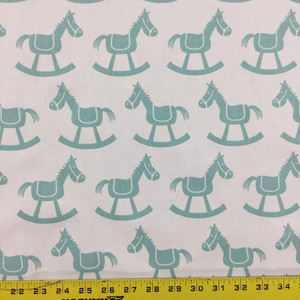 Premier Prints Rocking Horse in White Canal Twill  Fabric By the Yard