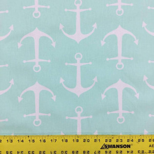 Premier Prints Sailor Costal Anchor in Mint Upholstery / Drapery Fabric