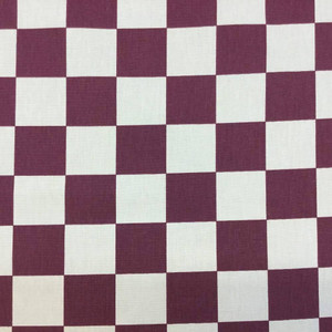 Maroon and Off-White Plaid Fabric | Drapery / Upholstery Fabric | 54"W  | CLOSEOUT