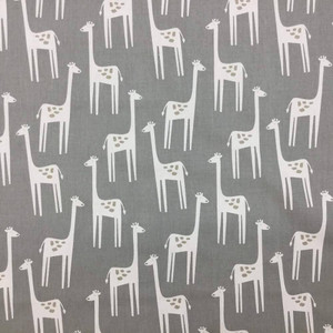 Giraffe Themed Kids  Fabric | Upholstery / Drapery Fabric / Gray Colors