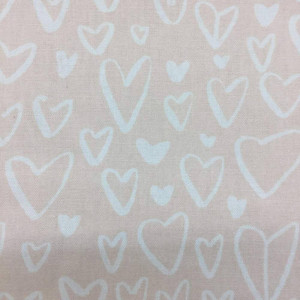 Loving Hearts in Pink Fabric | Drapery Weight | Upholstery | BTY | 54"W