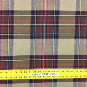 Callaway Vintage Plaid Drapery Fabric | 54" Wide | BTY |  Gold, Brick and Navy