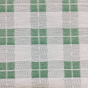 Windowpane Check in Green and White Upholstery Fabric | 54"W | BTY | Durable