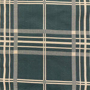 Windowpane Plaid in Green and Tan Upholstery Fabric | 54" | BTY | Reversible