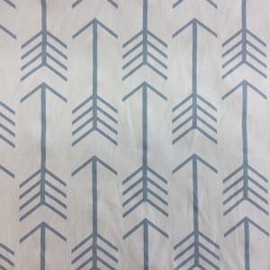 Geometric Arrows in Grayish Blue on White Upholstery / Drapery Fabric | 54" Wide