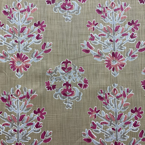 Brushstroke Floral in Tan / Pink / Gray | Upholstery Fabric | 54 W | By the Yard