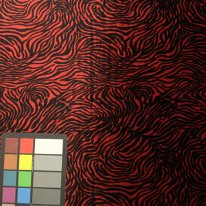 Zebra/Tiger Candy Red Metallic Foil on Crimson Red Crushed Velvet Fabric by  The Yard 