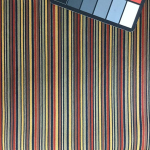 Stripes in Brown / Red / Yellow / Black | Upholstery Fabric | 56 W | By the Yard