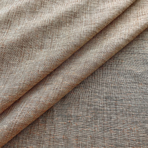 Orange Beige Speckle Sheer Linen Weave Fabric | Woven Blend | Apparel Drapes Upholstery Crafts