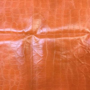 Dark Orange Faux Snakeskin Vinyl Upholstery Fabric | 54 Wide | By the Yard