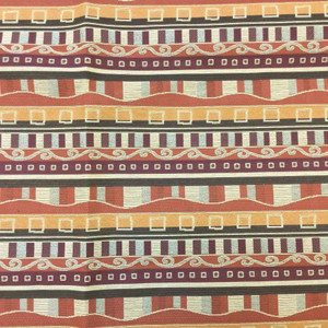 Geometric Decorative Stripes | Red / Orange / Brown | Upholstery Fabric | 60 W