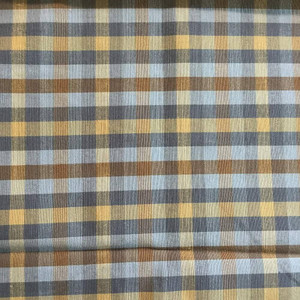 Blue and Tan Checked Plaid | Drapery / Slipcover Fabric | 56 Wide | By the Yard