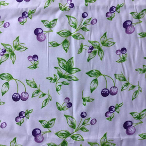 Vintage Plums in White, Purple, Green | Home Decor Fabric | 56 W | By the Yard