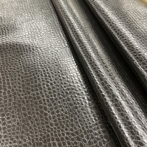 BLACK - Glossy Faux Snake Skin Upholstery Vinyl Fabric | CROCCO | BTY |