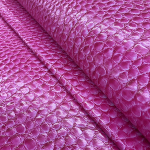 PINK - Glossy Faux Snake Skin Upholstery Vinyl Fabric | CROCCO | BTY |