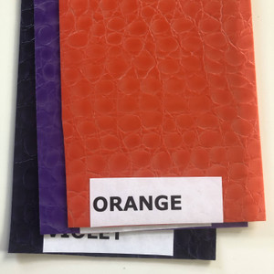 ORANGE - Glossy Faux Snake Skin Upholstery Vinyl Fabric | CROCCO | BTY |