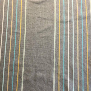 Horizontal Stripes Gray, Yellow, Blue | Slipcover / Curtain Fabric | 54 Wide