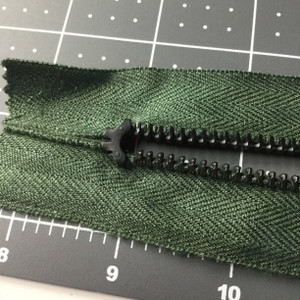 9 Inch Non Separating Military Green Pocket Zipper.   Metal Chain Zipper Style.