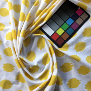 Yellow / White Ikat Dots | Home Decor Fabric | Premier Prints | 45 Wide | BTY