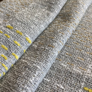 Textured Geometric Gray / Yellow / Tan | Upholstery Fabric  | 54”  Wide | BTY