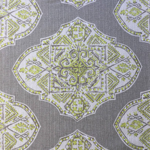 Large Scale Medallions | Home Decor Fabric | Gray / Green / White | 54 Wide