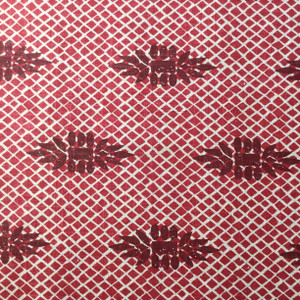 Diamonds with Motifs | Home Decor Fabric | Dark Red / Taupe | Linen-like | 54W