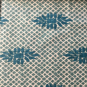 Diamonds with Motifs | Home Decor Fabric | Teal Green / Taupe | Linen-like | 54W