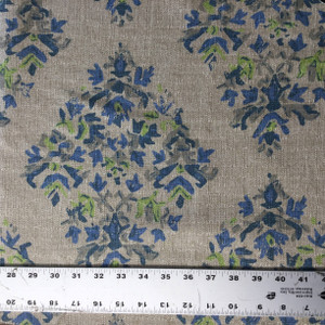 Textured Floral Diamonds | Home Decor Fabric | Taupe / Blue | 54 Wide | BTY