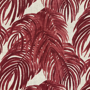 Red Leaves on Tan Linen | Home Decor Fabric | Lacefield | 54 Wide | By the Yard