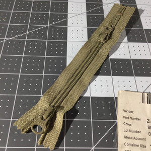 8" Size 5 Coil Zipper - 2-pulls |2 pack | Tan | YKK Brand  |  Bags / Pockets