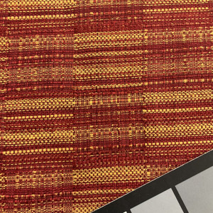 Red and Gold Varigated Stripe Upholstery Fabric / Common Upholstery Blend / Medium Weight Upholstery. Home Decor / Sold by the Yard / 54 Inch Wide