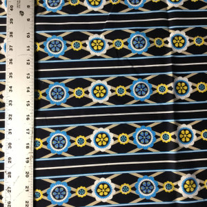 Catalina Decorative Floral Stripes | Blue / Yellow / White | Quilting Fabric | Robert Kaufman | 44" Wide | By the Yard
