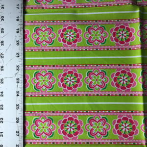 Gi-Gi Greene Floral Stripes | Green / Pink | Quilting Fabric | Robert Kaufman | 44" Wide | By the Yard