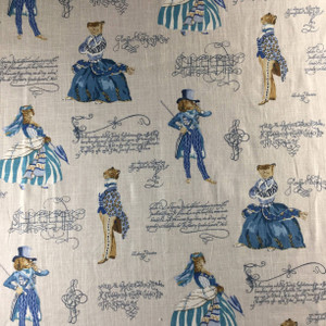 Belle of the Ball by P/Kaufmann | Blue / Brown | Home Decor Fabric | Light Upholstery / Drapery | Linen-like  | 54" Wide | By the Yard