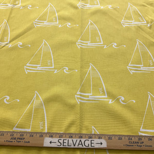 Large Scale Sailboats Yellow / White  | Home Decor Fabric | Premier Prints | Nautical | 54 Wide | By the Yard