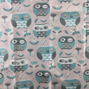 Owls in Pink / Blue / Gray | Home Decor Fabric | Premier Prints | 54 Wide | By the Yard