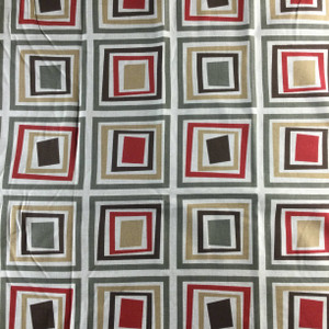 Geometric Squares Red / Tan / Taupe | Home Decor Fabric | Premier Prints | 54 Wide | By the Yard